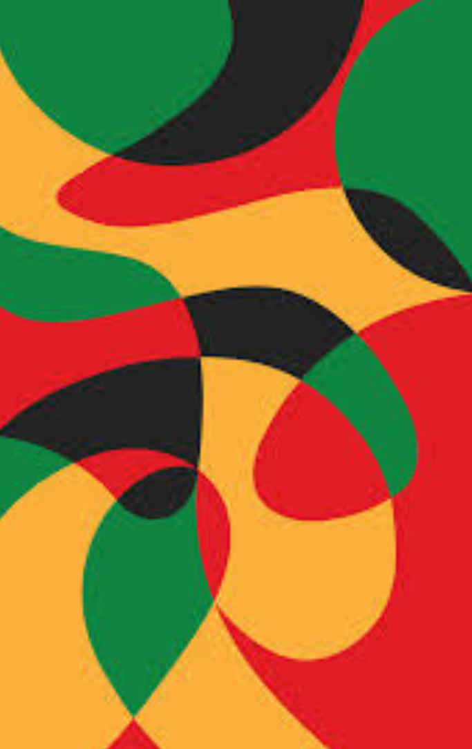 Green, black, red and yellow abstract pattern